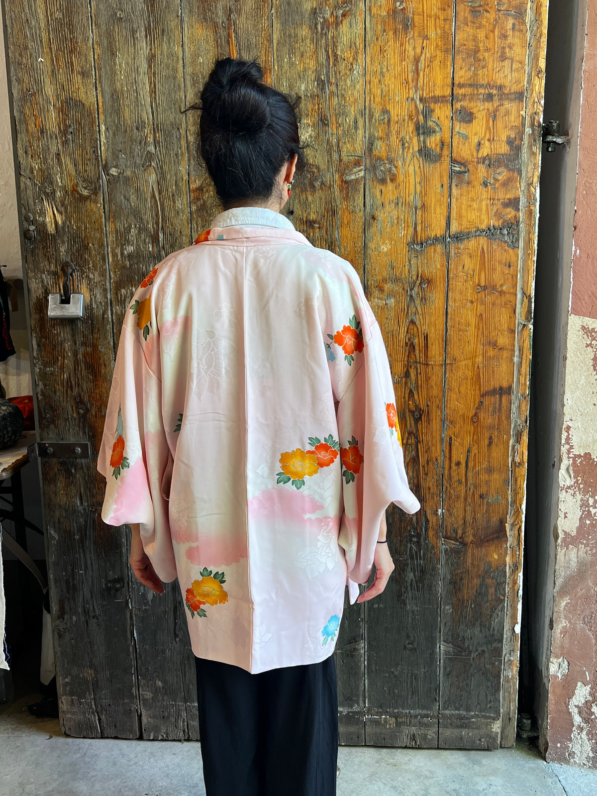 VINTAGE PINK SILK SHIBORI HAORI · KOI GOKORO 恋心