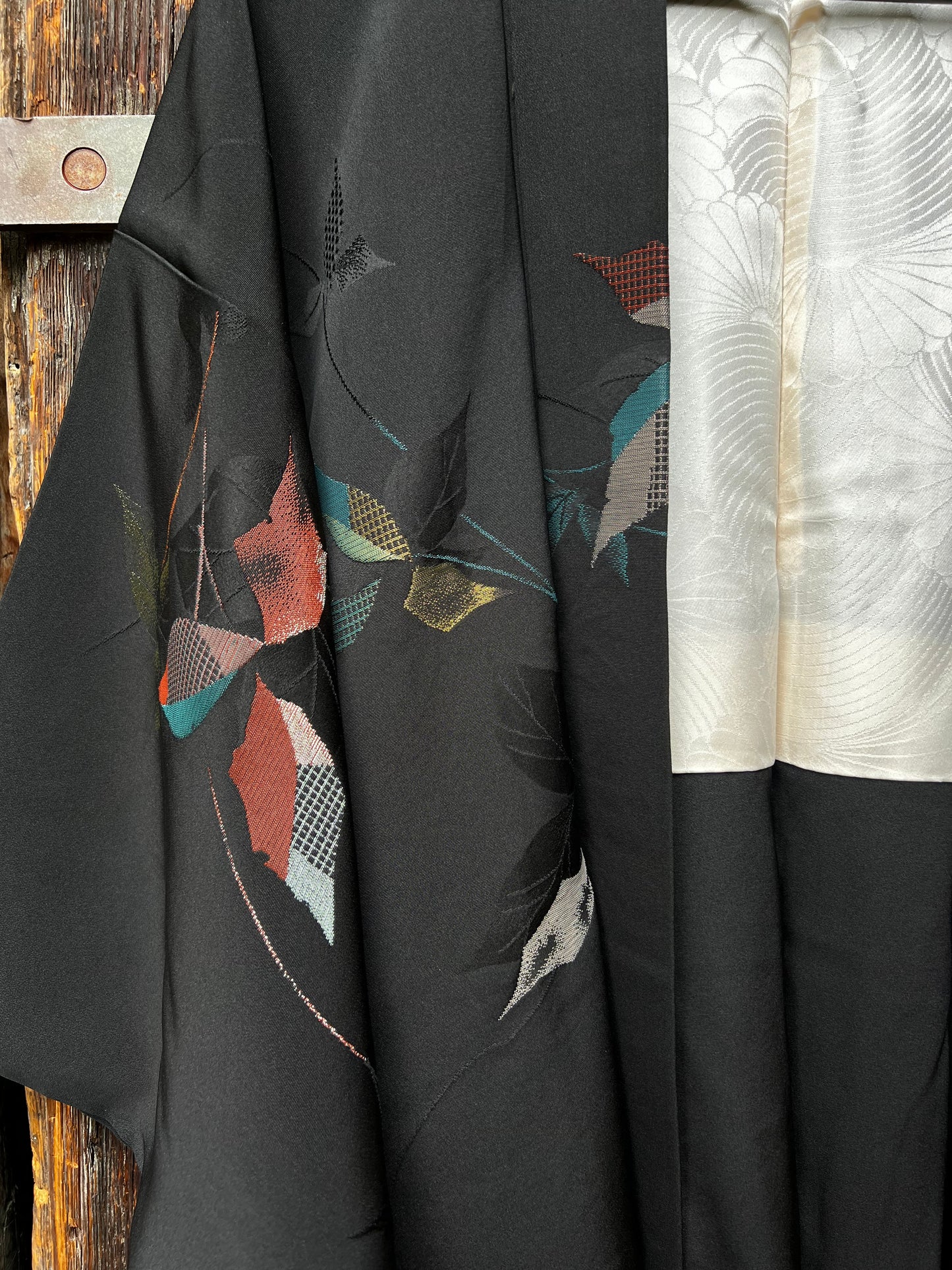 Vintage Black Silk Haori Jacket ·
