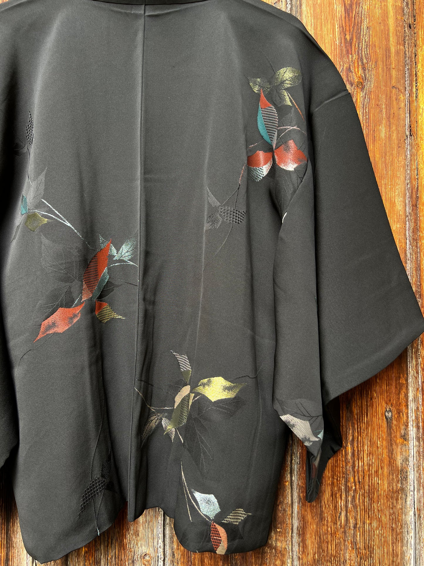 Vintage Black Silk Haori Jacket ·