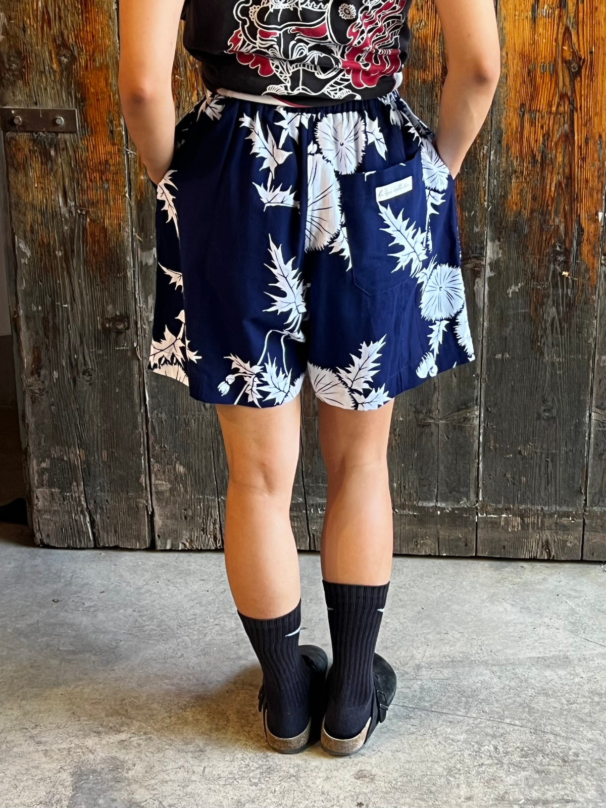 UPCYCLED YUKATA SHORTS・TANPOPO たんぽぽ Mid Length