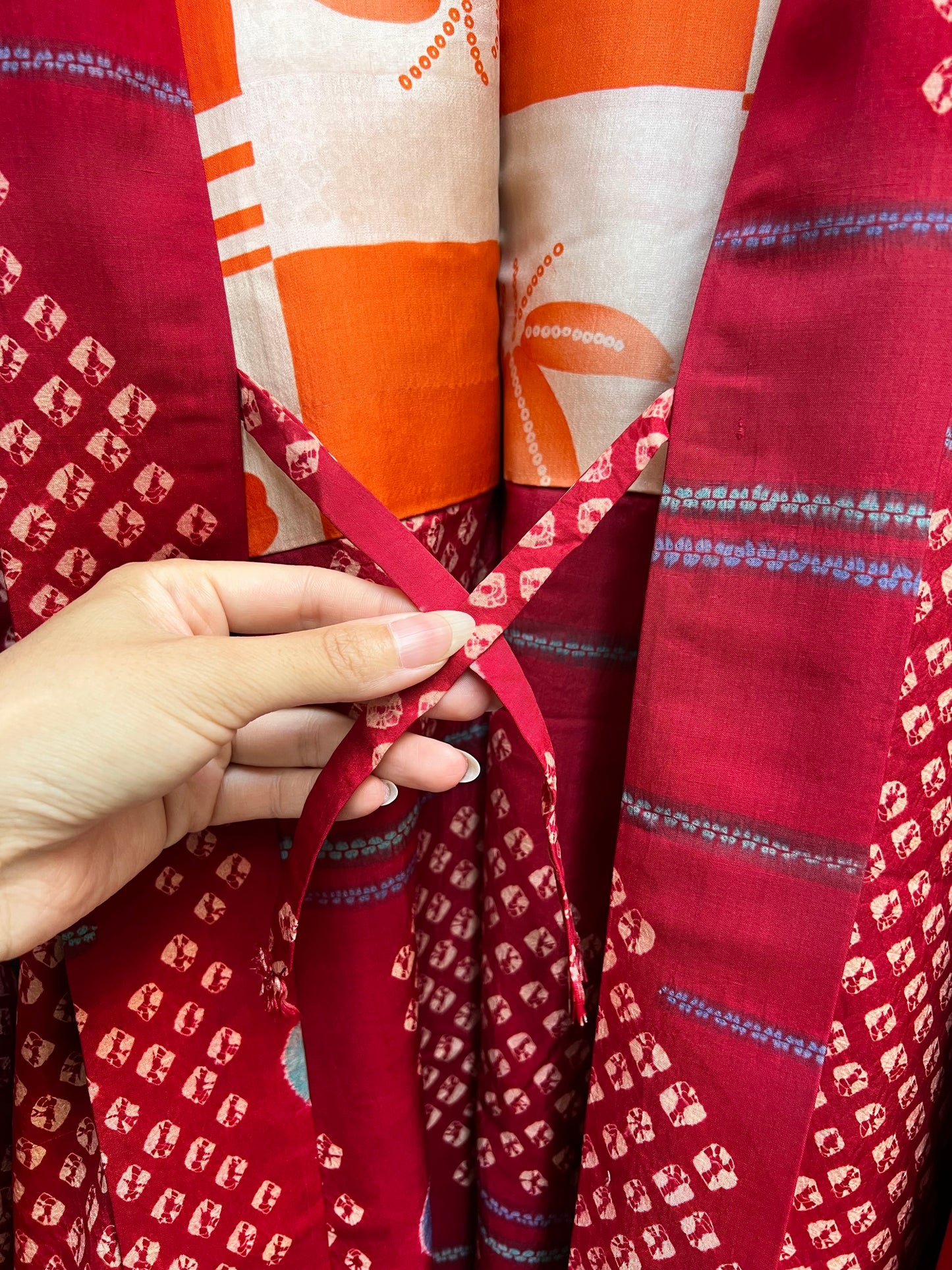 Vintage Partial Shibori Silk Haori Jacket ·