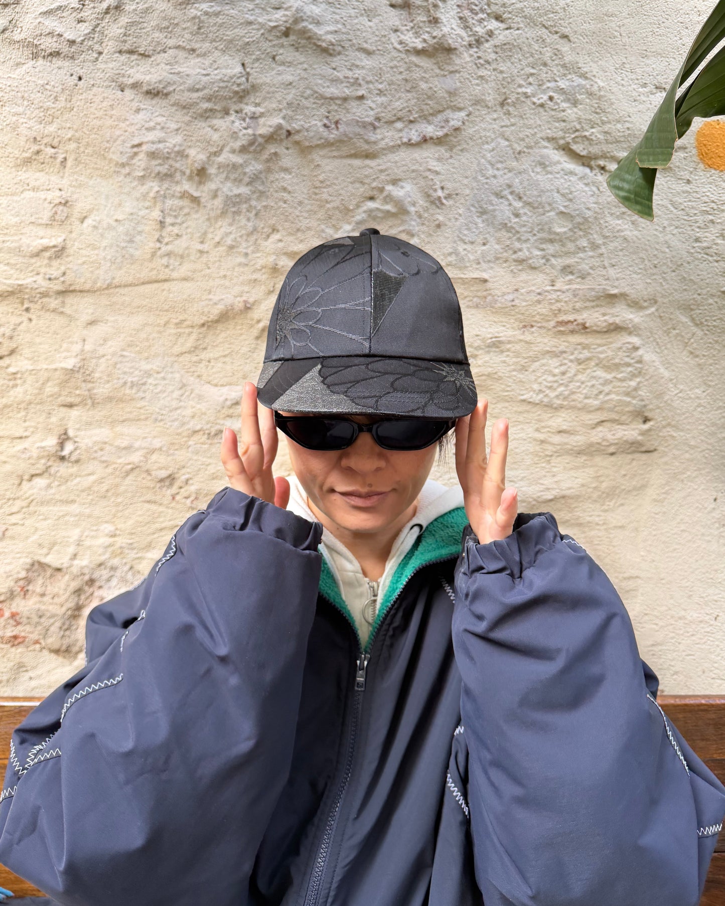 UPCYCLED OBI BASEBALL CAP・KIRAKIRA KURO キラキラ黒