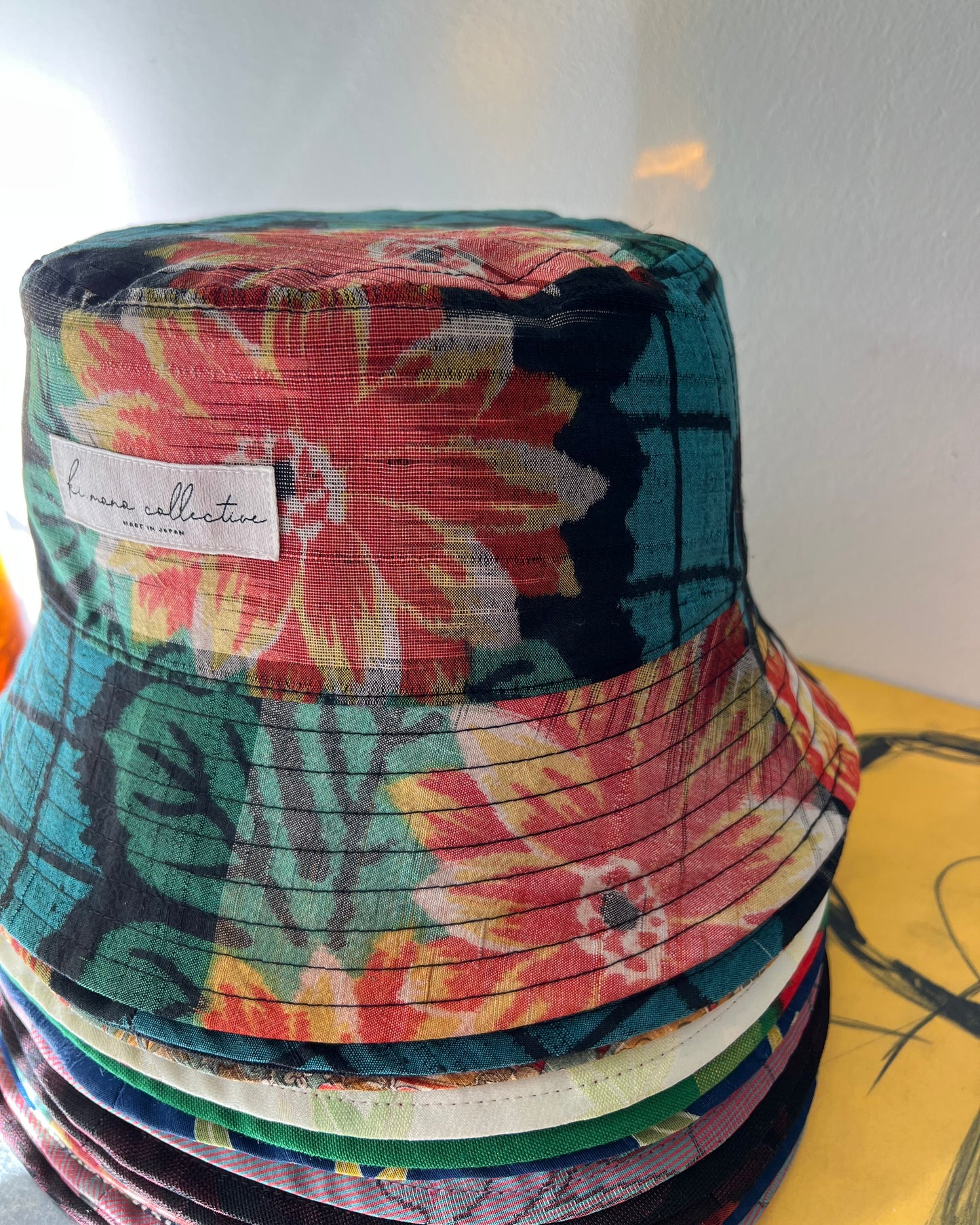 UPCYCLED KIMONO BUCKET HAT・HIMAWARI ひまわり