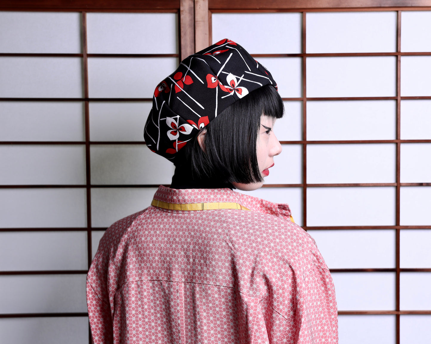 UPCYCLED KIMONO BERET・POP HANA ポップ花