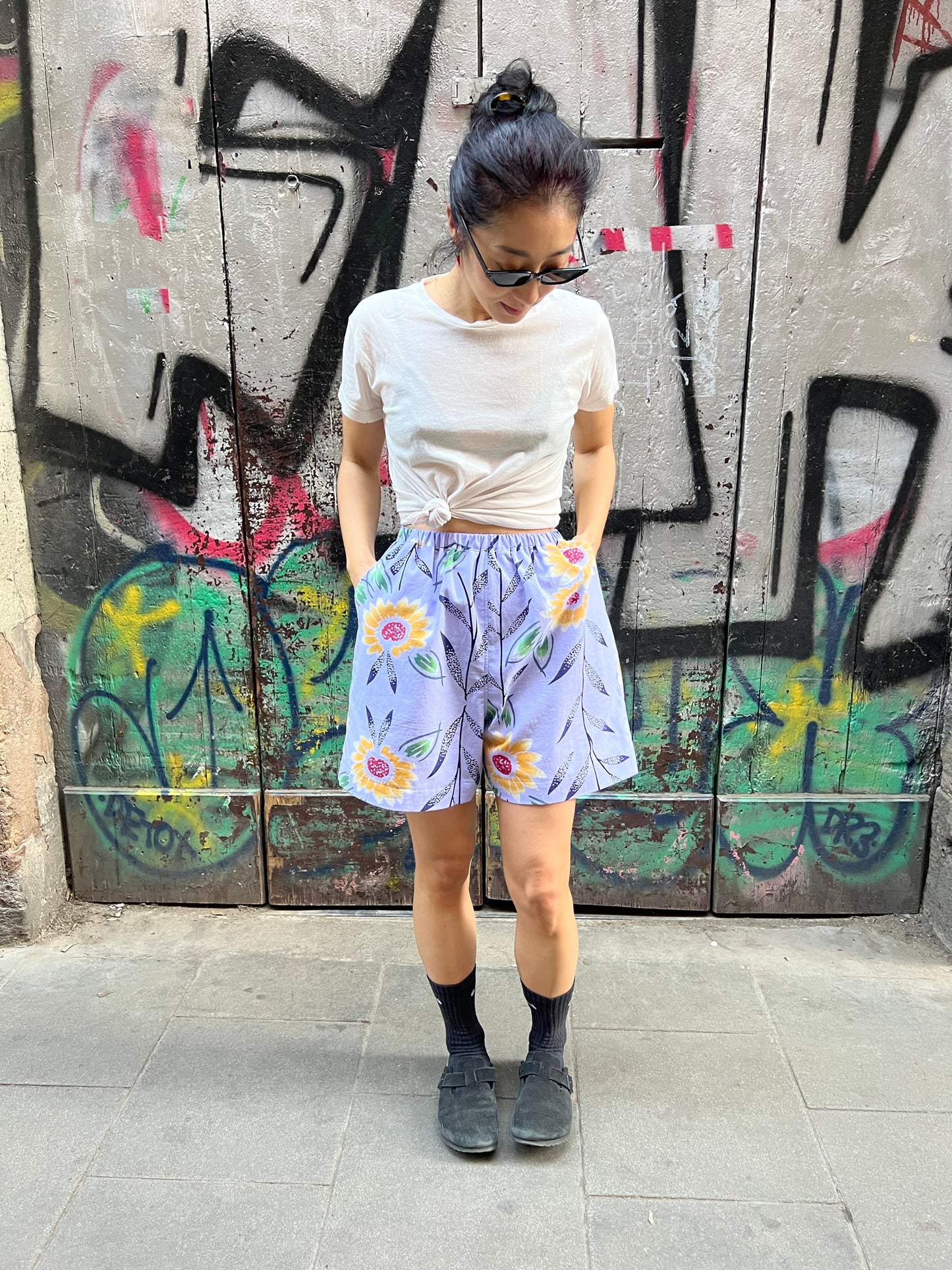 Upcycled Yukata Cotton Shorts · HIMAWARI ひまわり