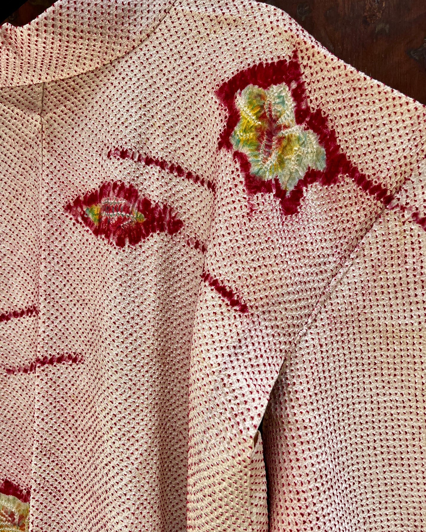 Vintage Shibori Haori · Pink Green YUMEMIGUSA 夢見草