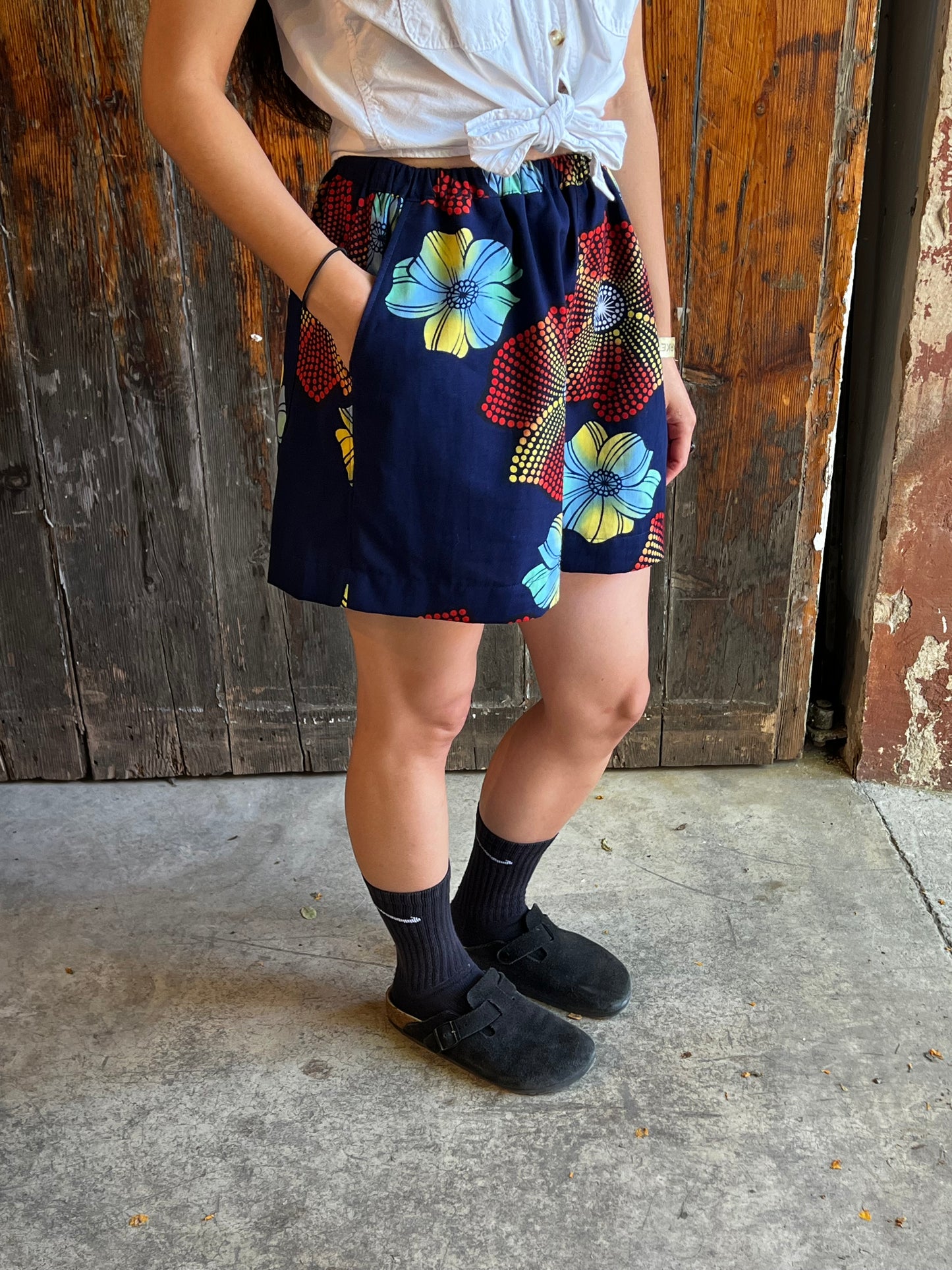Upcycled Yukata Cotton Shorts · YAKA 夜華