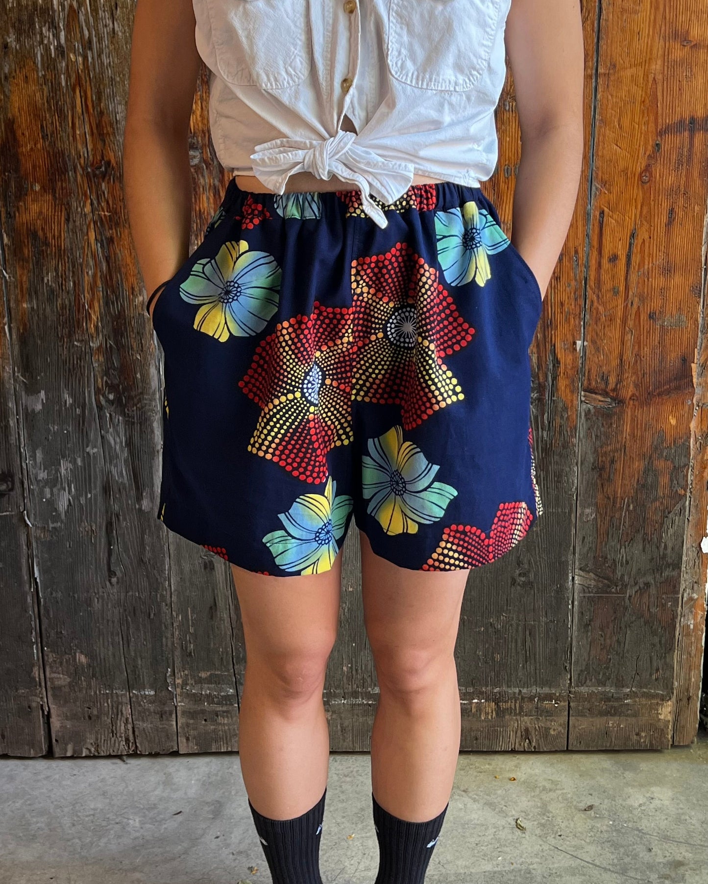 Upcycled Yukata Cotton Shorts · YAKA 夜華