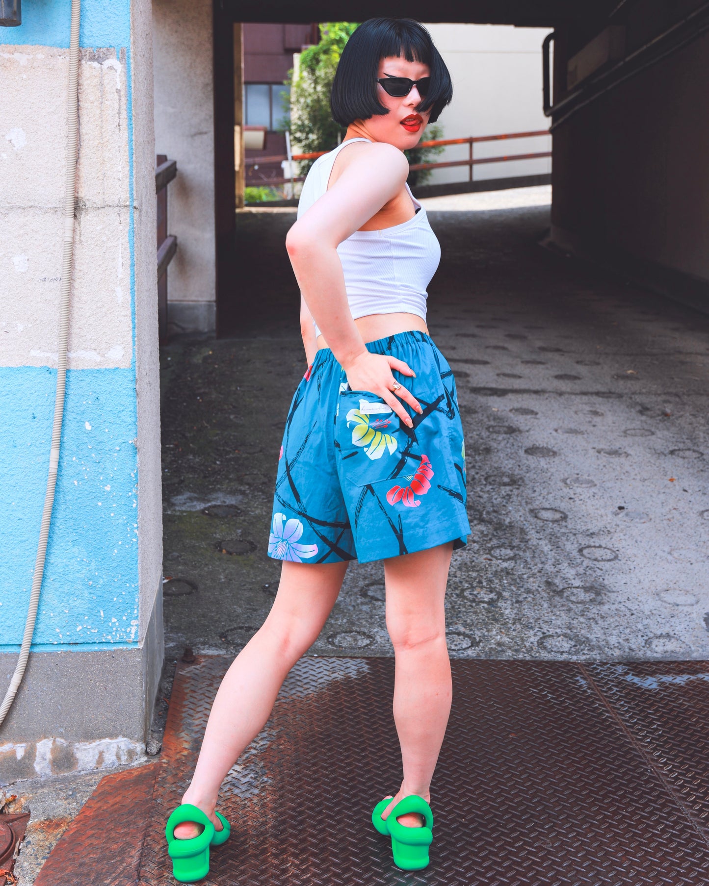 UPCYCLED YUKATA SHORTS・GRIGARI-KUN ガリガリ君