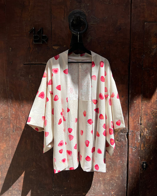 Vintage Silk Haori · Ivory with Flower Petal Pattern · Hanabira 花びら