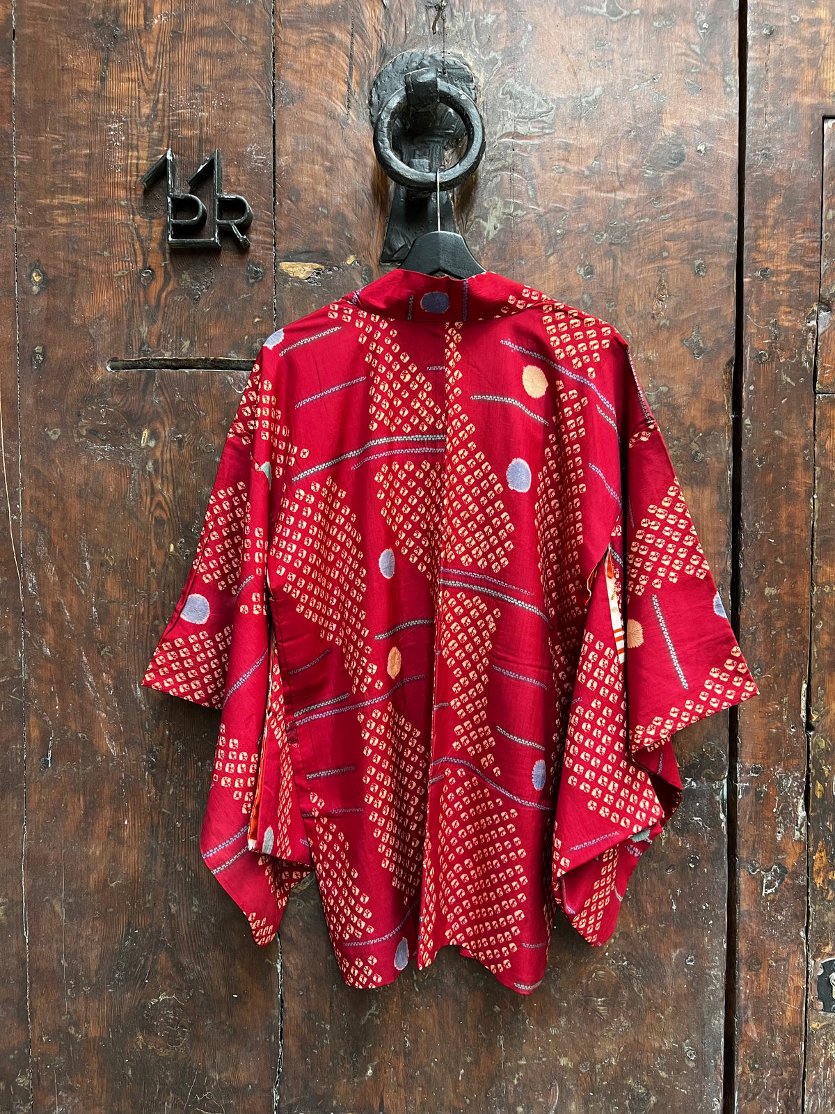 Vintage Partial Shibori Silk Haori Jacket ·