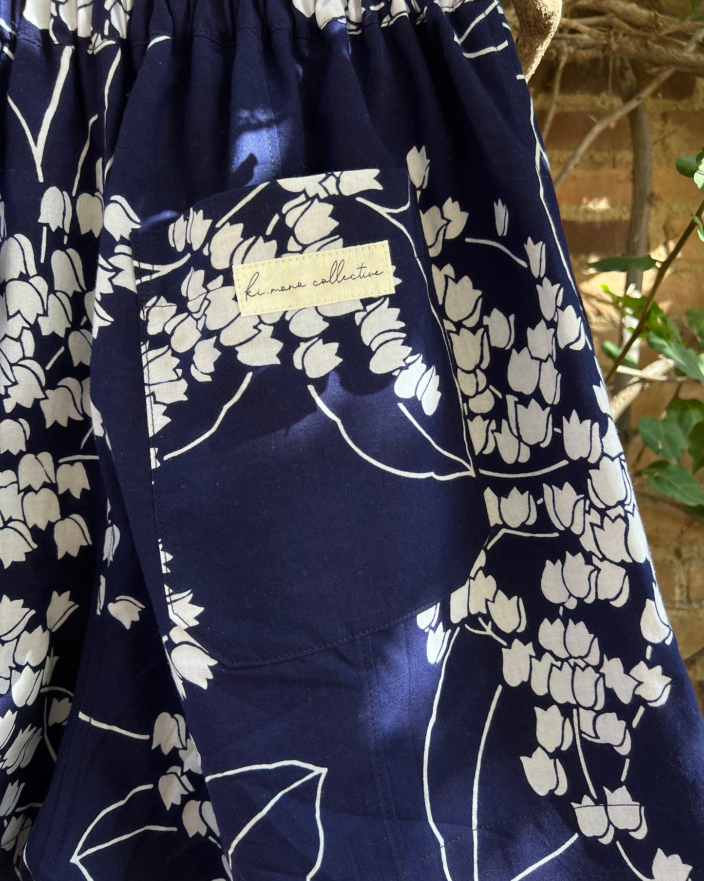 UPCYCLED YUKATA SHORTS・SUZURAN 鈴蘭