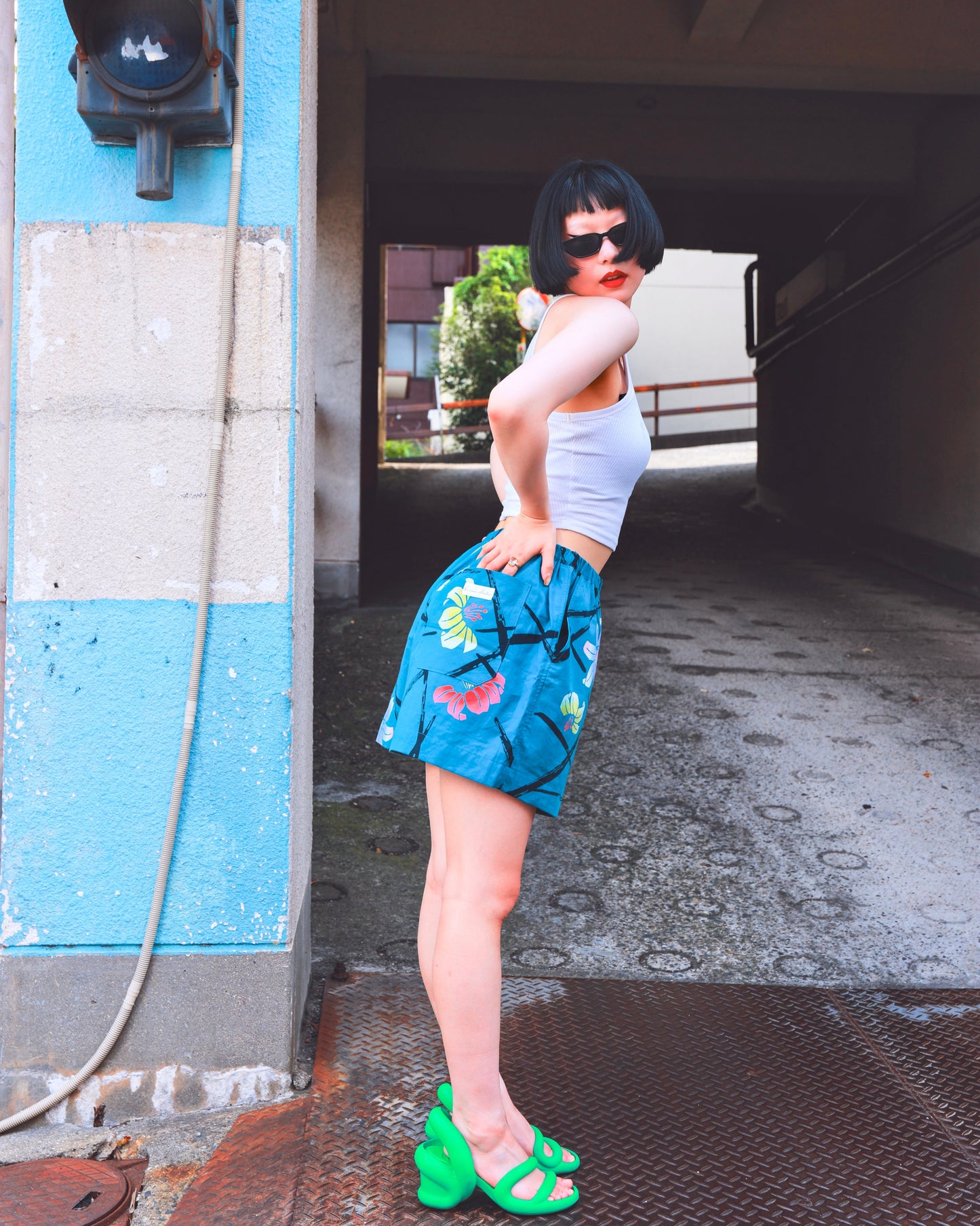 UPCYCLED YUKATA SHORTS・GRIGARI-KUN ガリガリ君