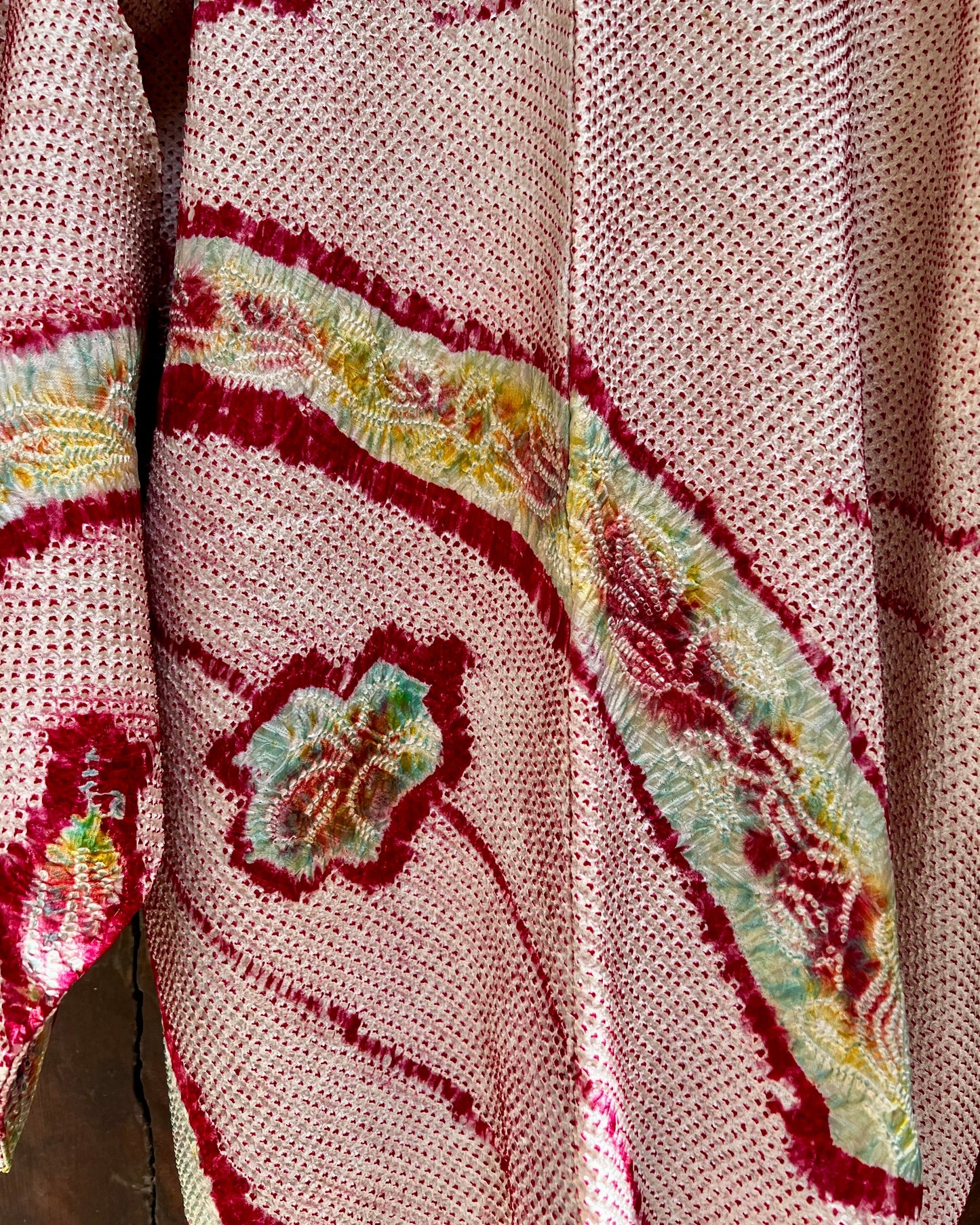 Vintage Shibori Haori · Pink Green YUMEMIGUSA 夢見草