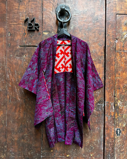 ANTIQUE SILK HAORI JACKET・EBIGASUMI 葡萄霞