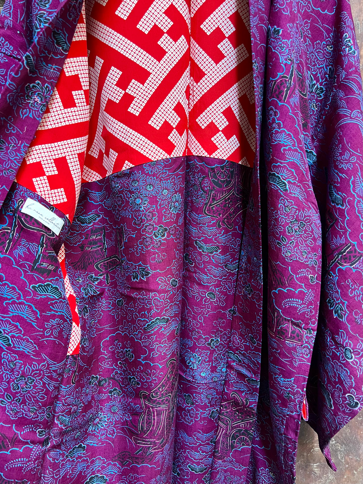 Chaqueta Haori Vintage de Seda・EBIGASUMI 葡萄霞