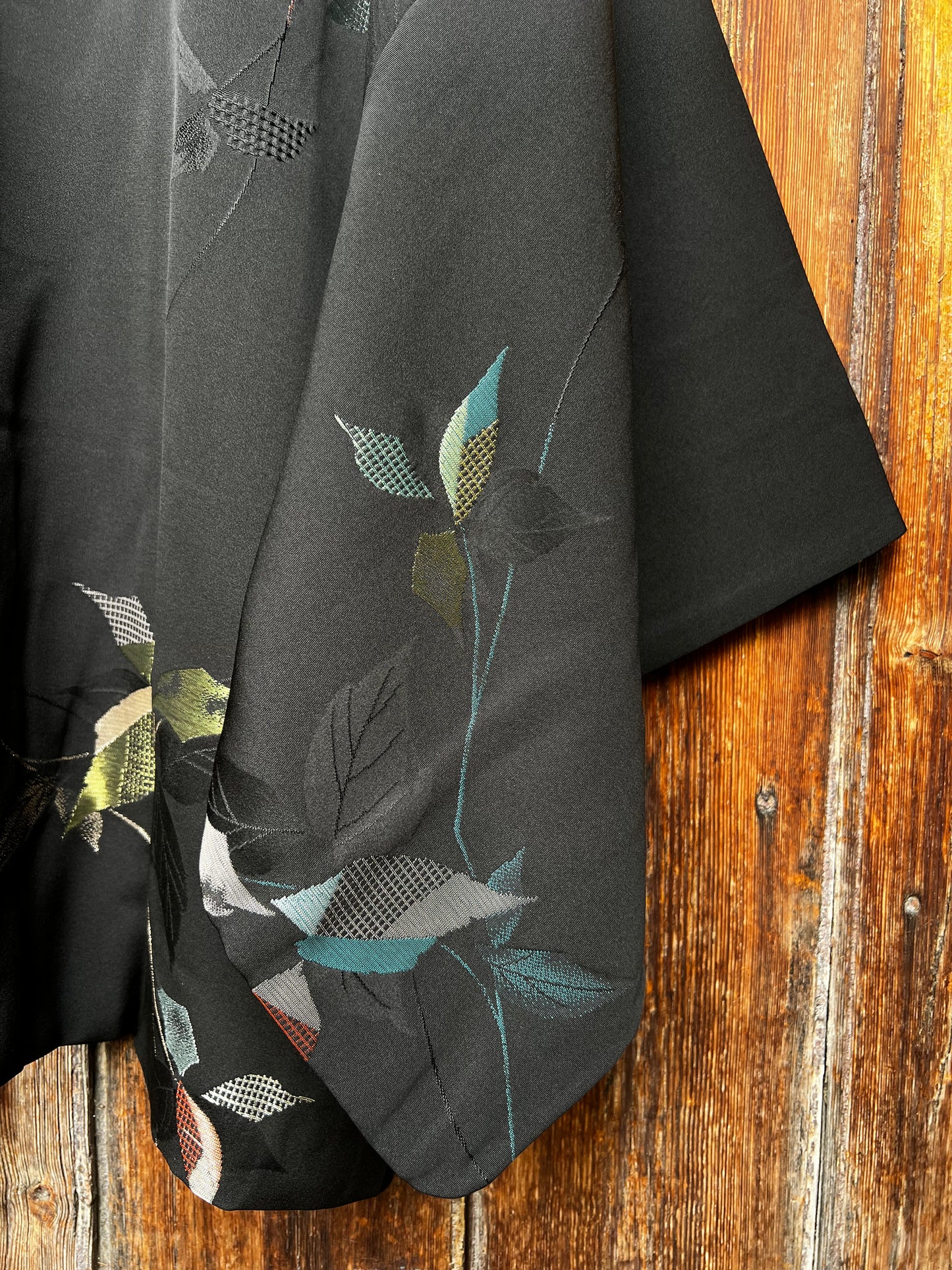 Vintage Black Silk Haori Jacket ·