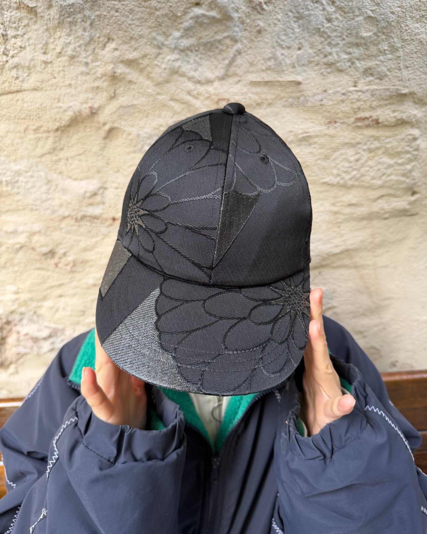 UPCYCLED OBI BASEBALL CAP・KIRAKIRA KURO キラキラ黒