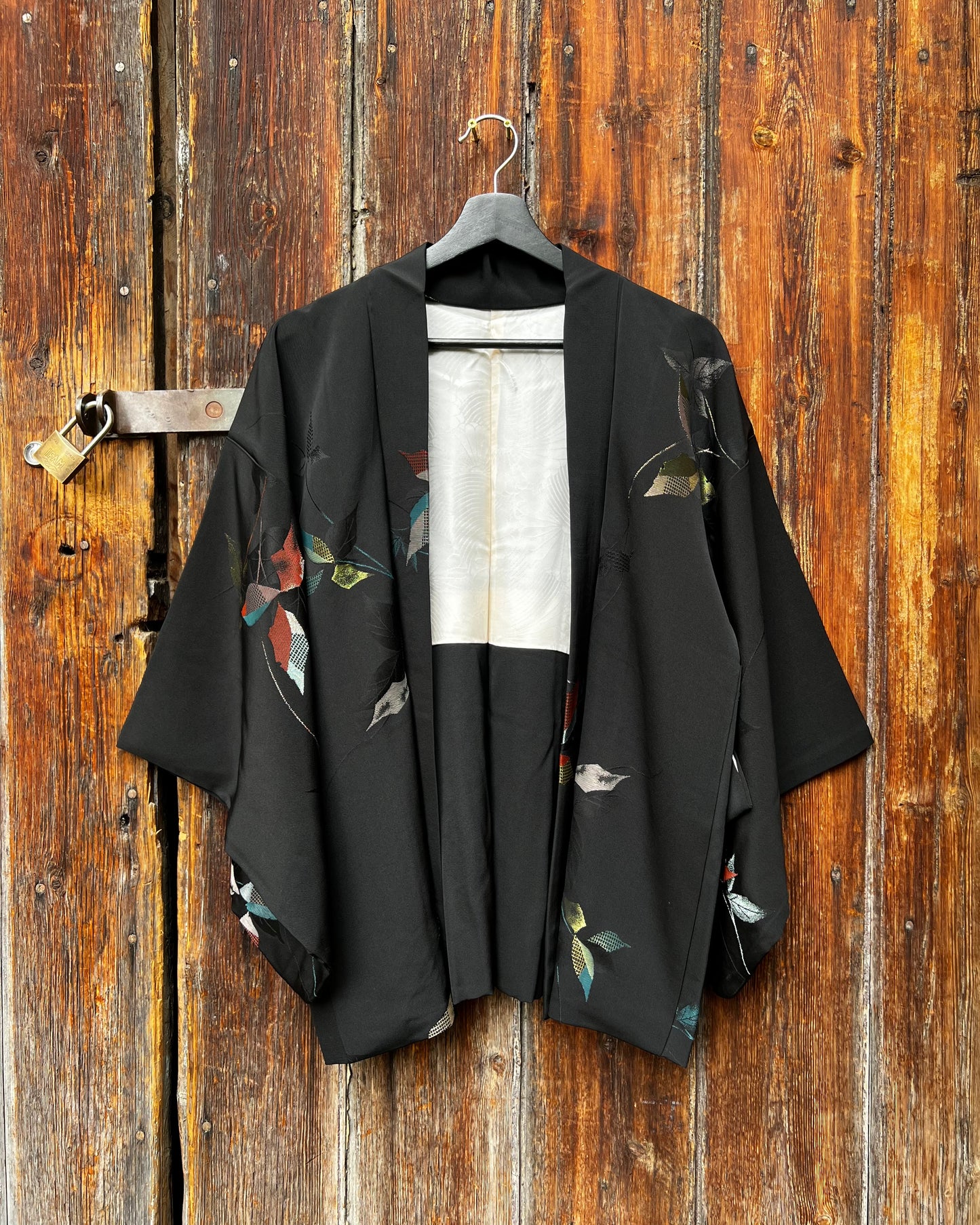 Vintage Black Silk Haori Jacket ·