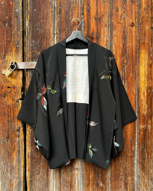 Vintage Black Silk Haori Jacket・青葉