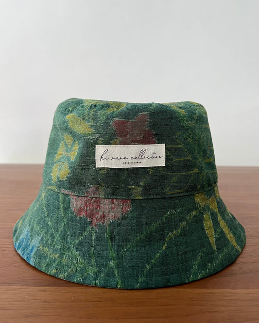 UPCYCLED KIMONO BUCKET HAT・MIDORI みどり