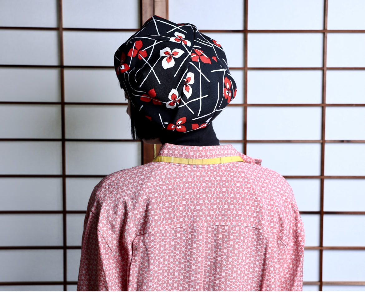 UPCYCLED KIMONO BERET・POP HANA ポップ花