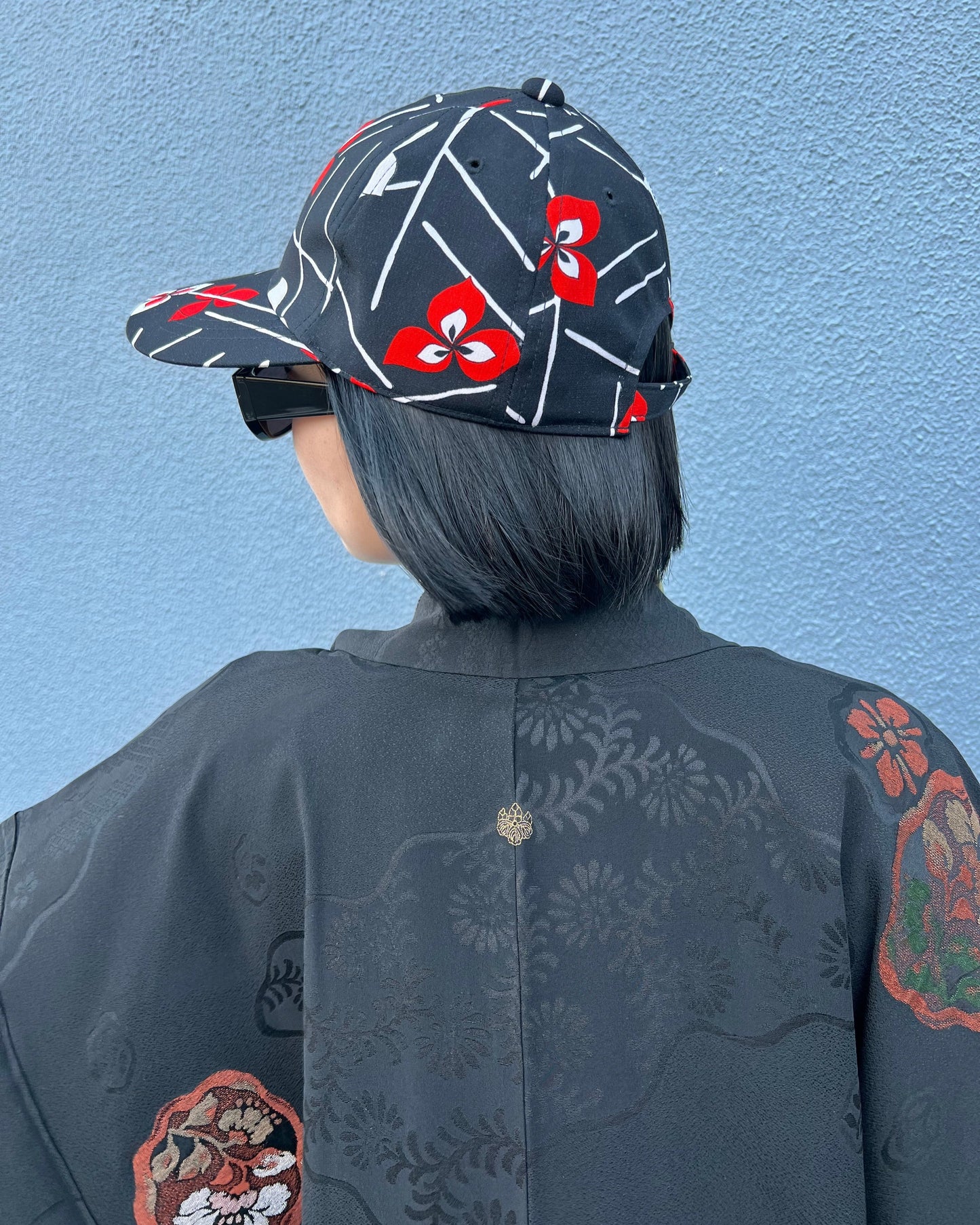 UPCYCLED KIMONO BASEBALL CAP・POP HANA ポップ花