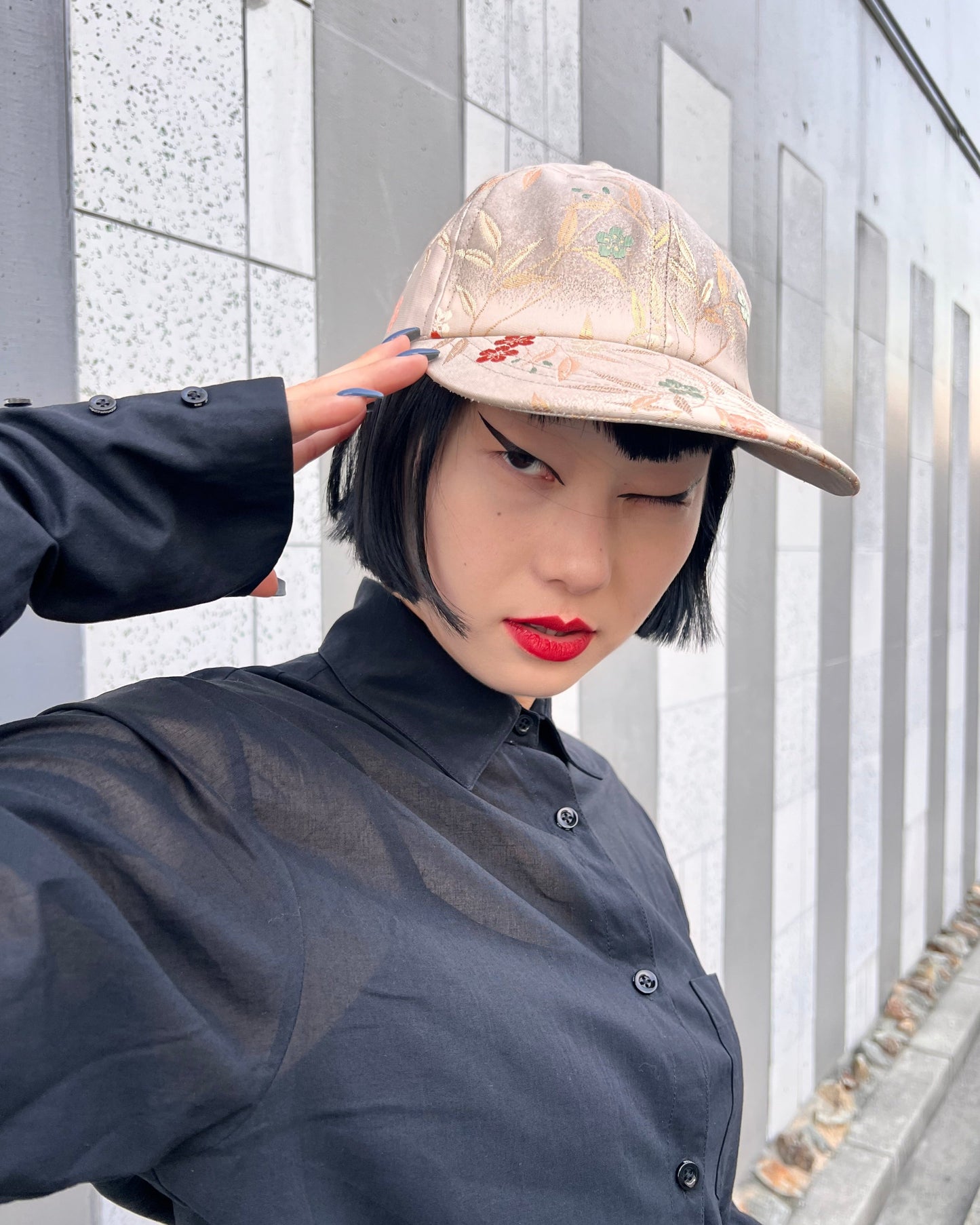 UPCYCLED OBI BASEBALL CAP・GINN HANA 銀花