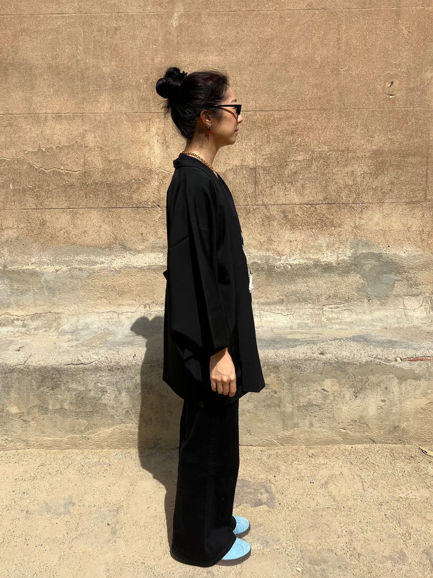 Vintage Black Silk Haori Jacket · KAMON 家紋