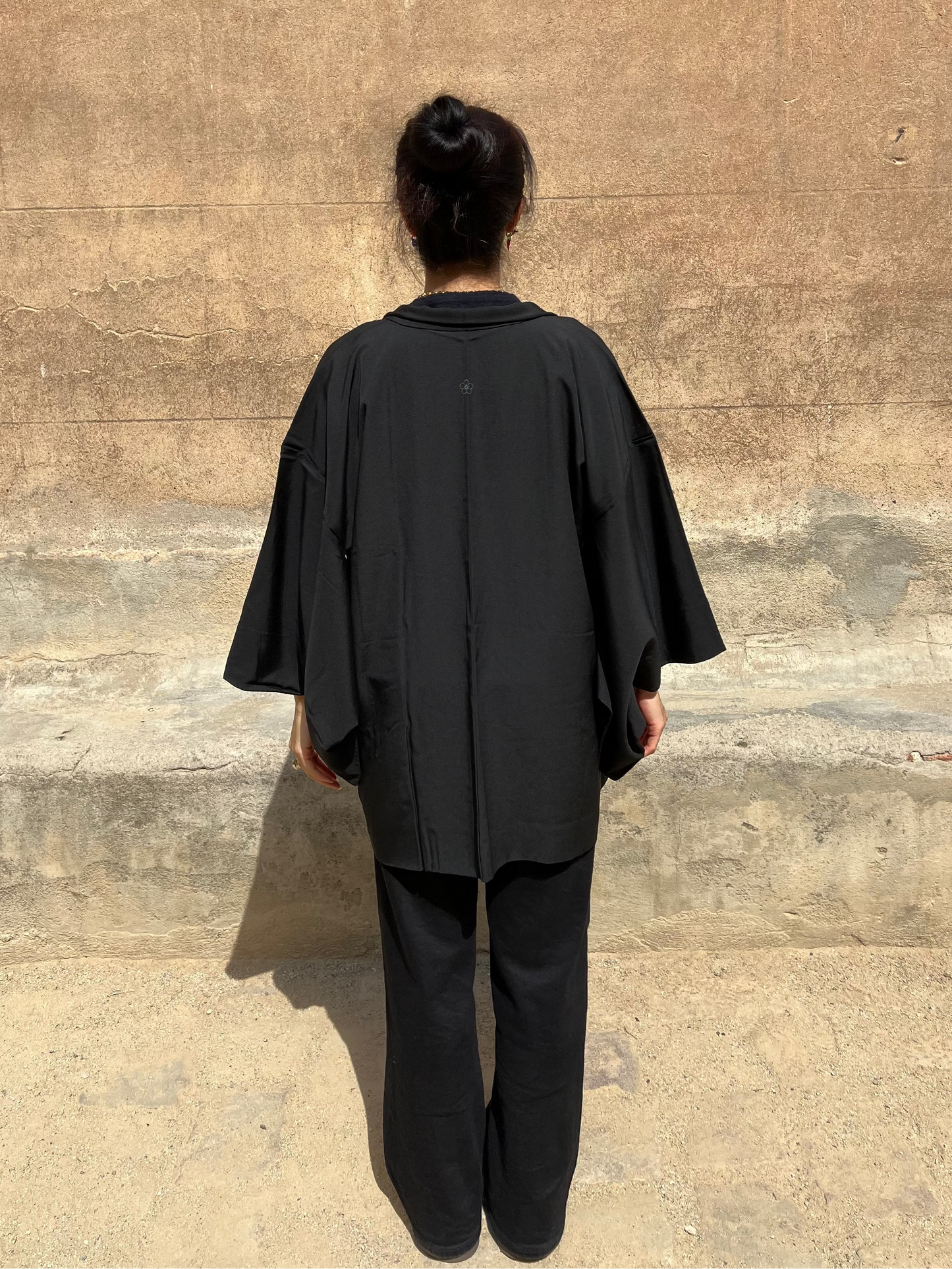 Vintage Black Silk Haori Jacket · KAMON 家紋