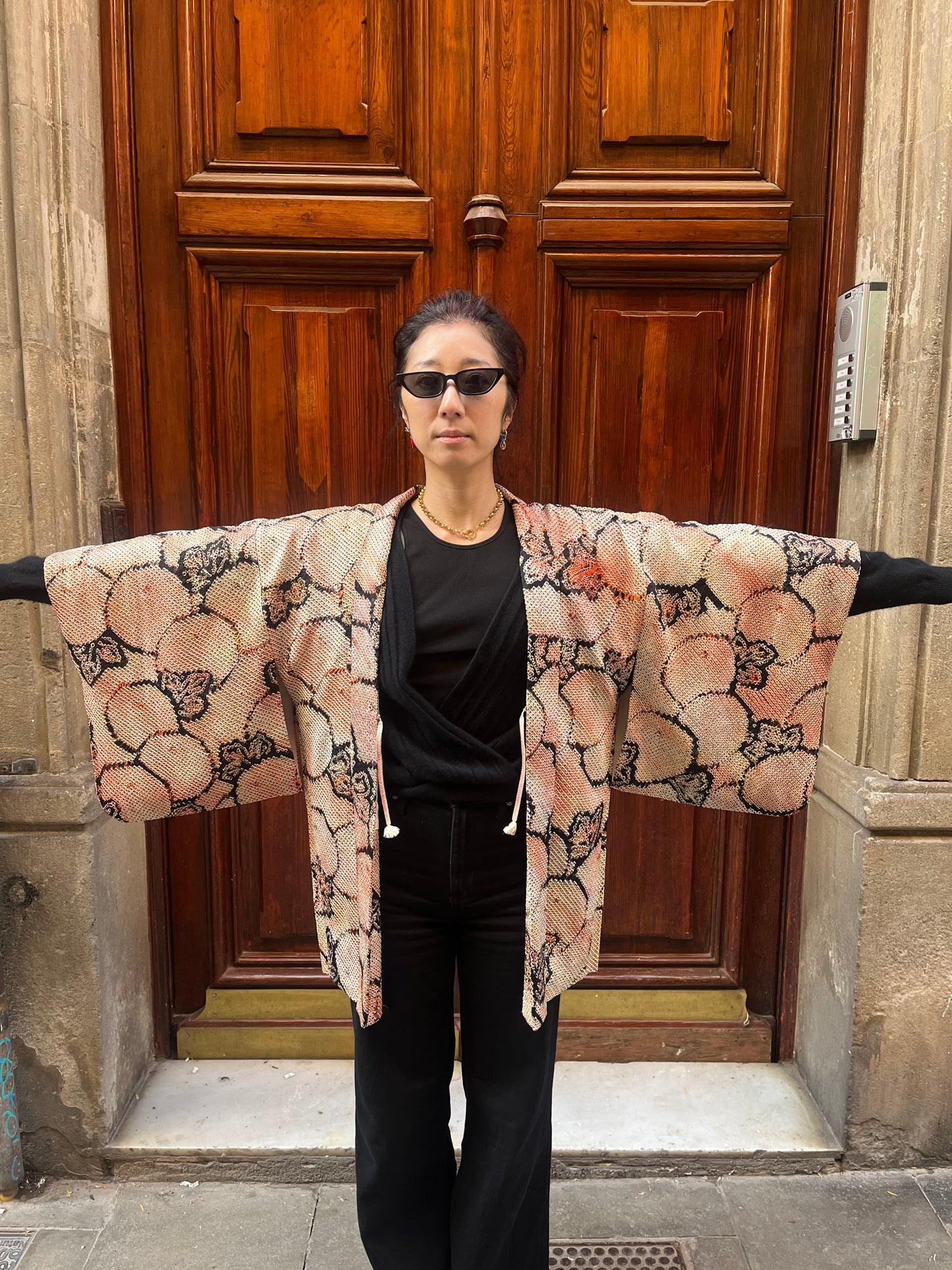 Vintage Orange Silk Shibori Haori Jacket · Aki no Kaze 秋の風